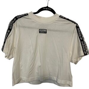 Adidas Women's White and Black Logo Crop Top